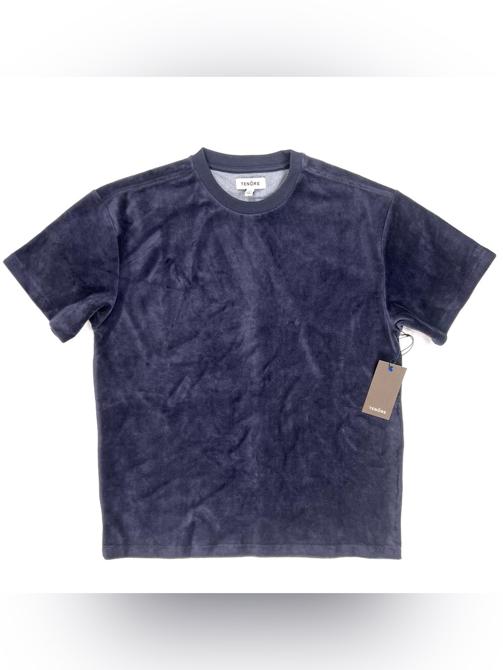 Tenore Men's Velour Short Sleeve Shirt Navy Blue Size M Medium NEW